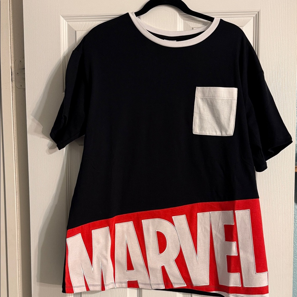 Marvel Black and Red Tee with White Pocket